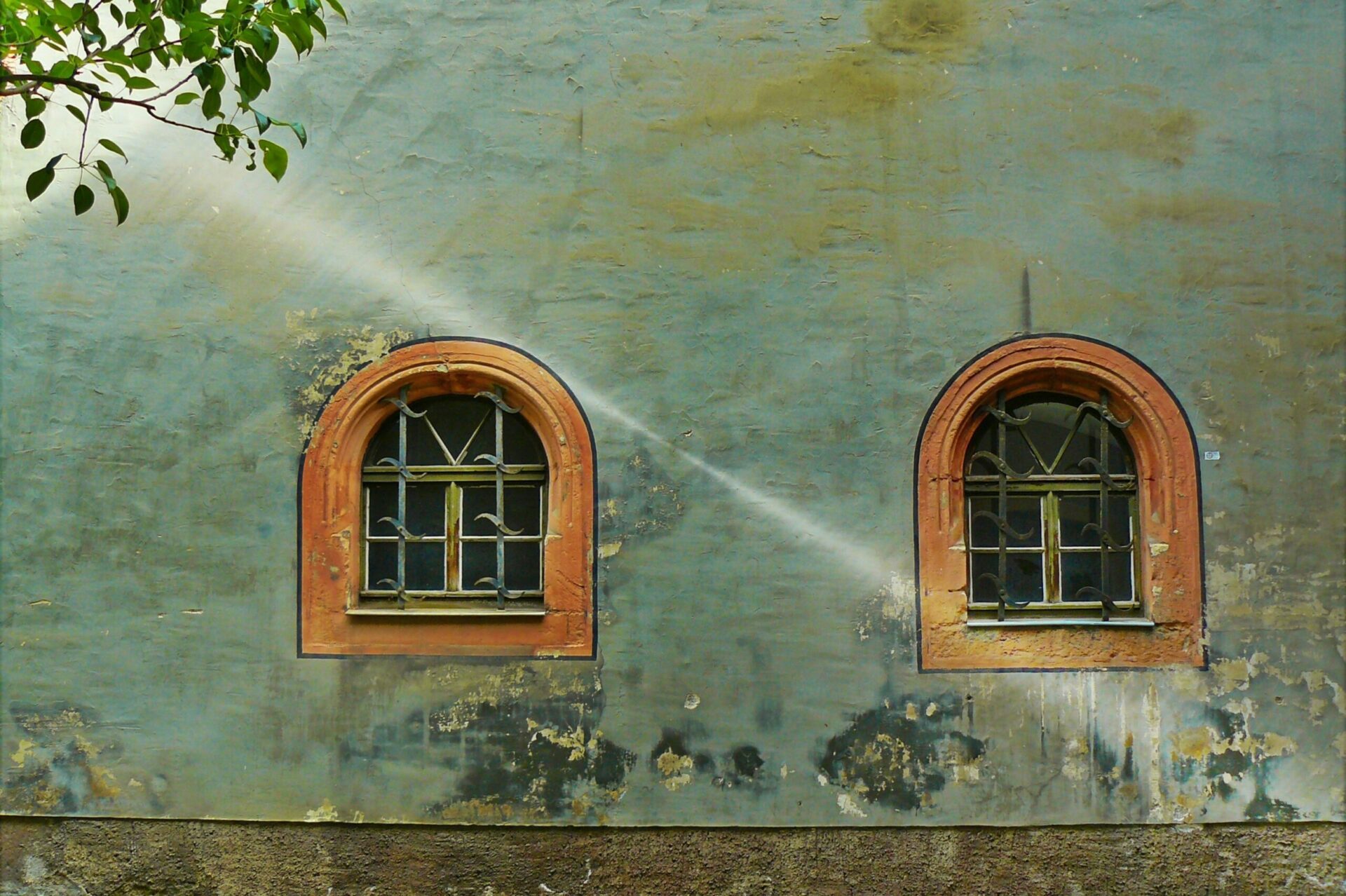 Two windows from an exterior of a building