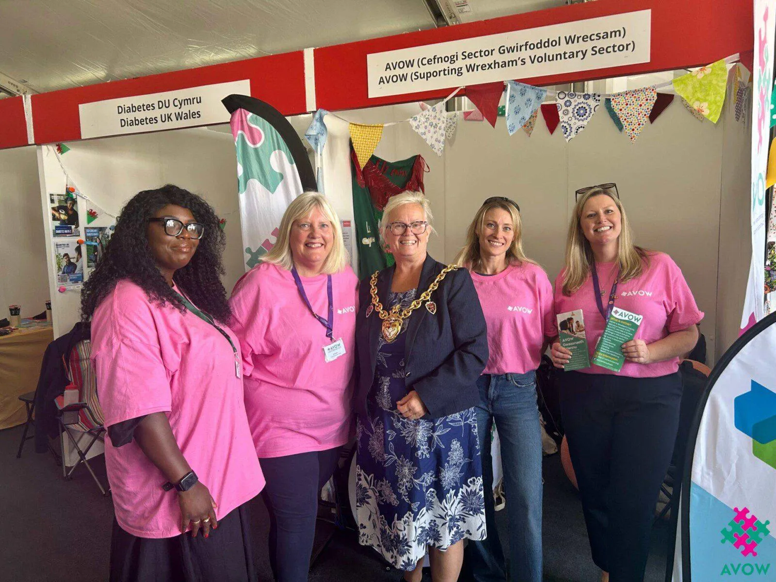 Mayor of Wrexham, Cllr Tina Mannering and the AVOW Team