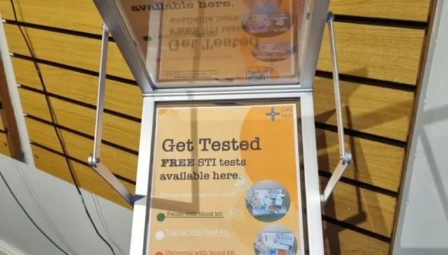 Close-up of Sexual Health Testing Stand