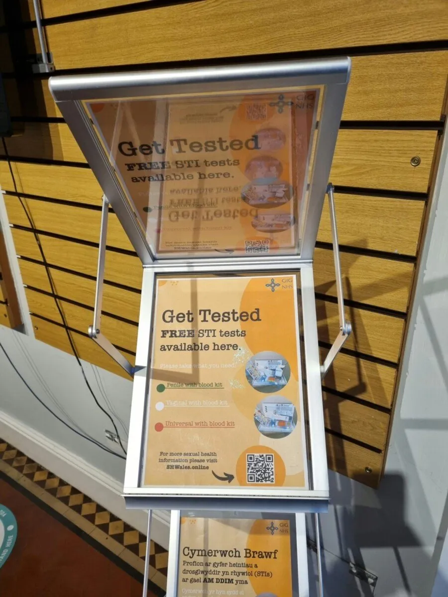 Close-up of Sexual Health Testing Stand