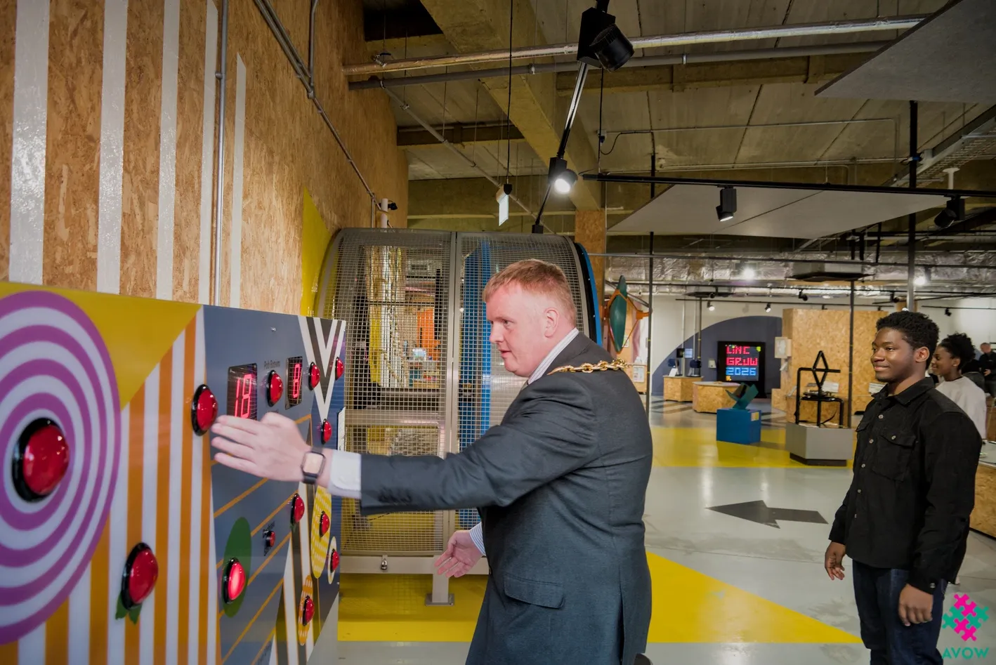 Cllr Jeremy Kent Cllr Jeremy Kent playing on a reaction time wall in Xplore