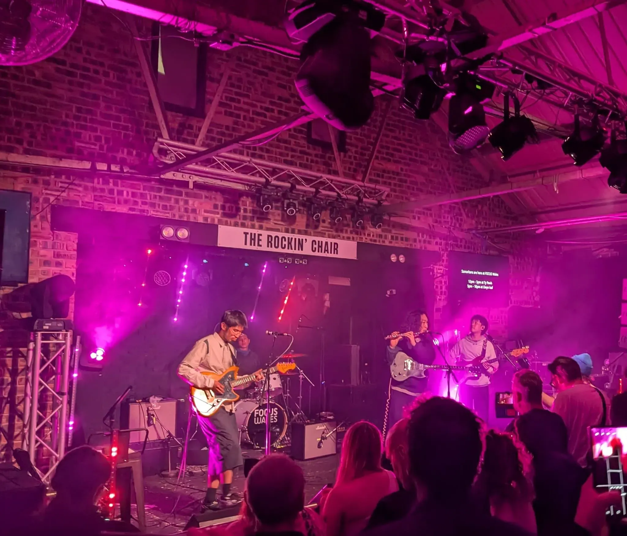 A picture of a band playing at Focus Wales, Wrexham. Taken by Amy Jones.